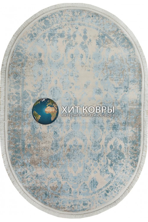 Турецкий ковер Tajmahal 06501 Серый-голубой овал
